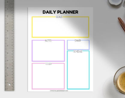 one page daily planner