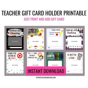 Teacher Gift Card Holder Printable - Hypnotic Glamour Designs